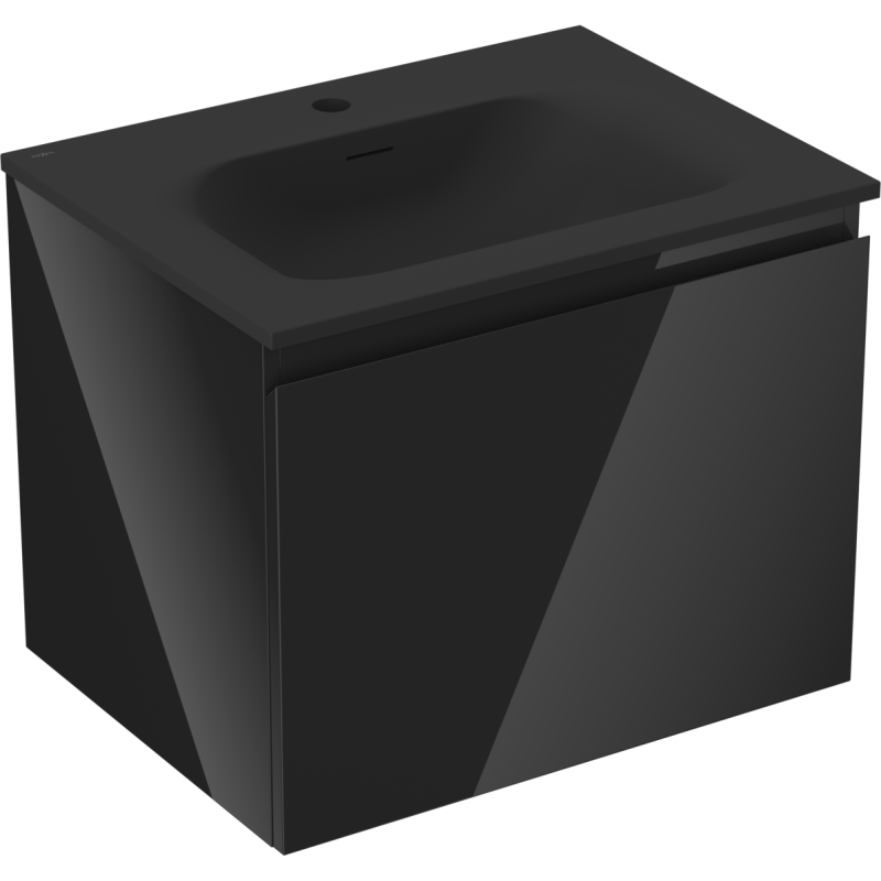 Mexen Orio szafka łazienkowa 60 cm z umywalką Vela, 1 szuflada, czarna połysk/czarna mat - 91A10-06047-1-BF70-W23M71
