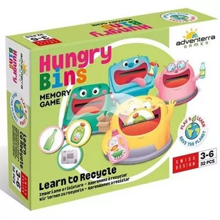 Adventerra Games Gra planszowa memory dla dzieci Segregacja śmieci  Hungry Bins Adventerra Games mamytomy-273-0 - Gry planszowe - miniaturka - grafika 1