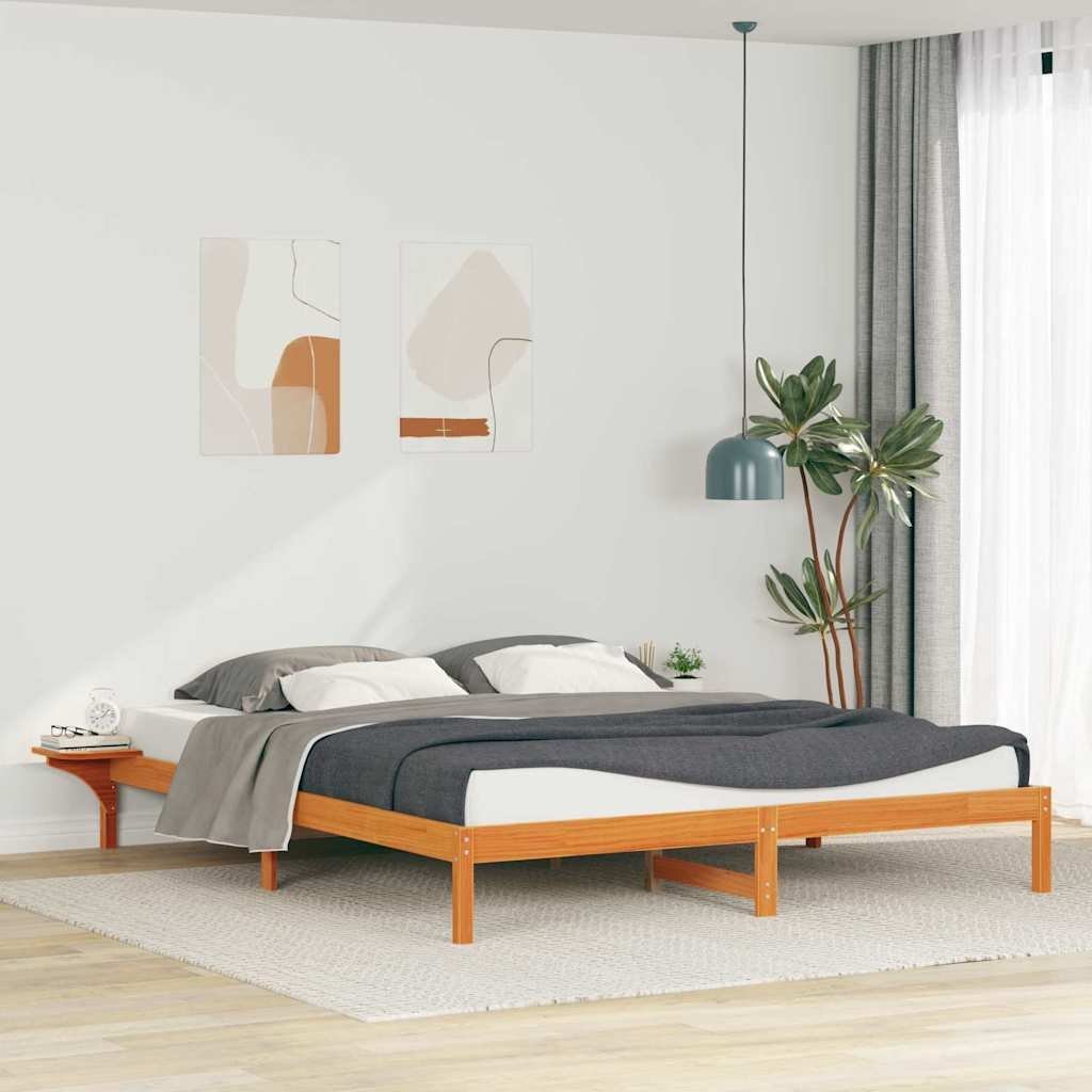 vidaXL vidaXL Łóżko z bocznymi stolikami Woskowy Brąz 200 x 220 cm