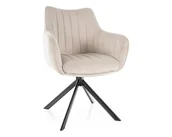 Krzesła - Krzesło tapicerowane AZALIA VELVET jasnobeżowe obrotowe - miniaturka - grafika 1