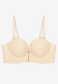 Biustonosze - Beżowy Biustonosz Push Up Zapinany z Przodu Pariri - miniaturka - grafika 1