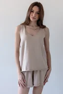 Koszule damskie - Top z bawełny organicznej i kaszmiru F1993 beż - miniaturka - grafika 1