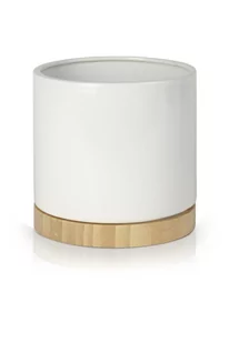Donica ceramiczna w kształcie cylindra - biała - Donice - miniaturka - grafika 1