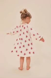 Sukienki i spódniczki dla dziewczynek - Konges Sløjd sukienka dziecięca kolor czerwony mini rozkloszowana - grafika 1