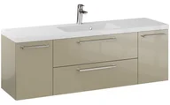 Szafki łazienkowe - Szafka Wisząca Z Umywalką RON 140 cm D - Cappuccino Wysoki Połysk - Uchwyty Chromowane - miniaturka - grafika 1