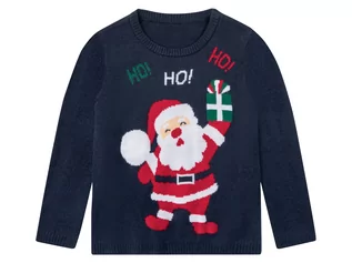 Swetry damskie - lupilu Sweter chłopięcy świąteczny z diodami LED (110/116, Granatowy) - grafika 1