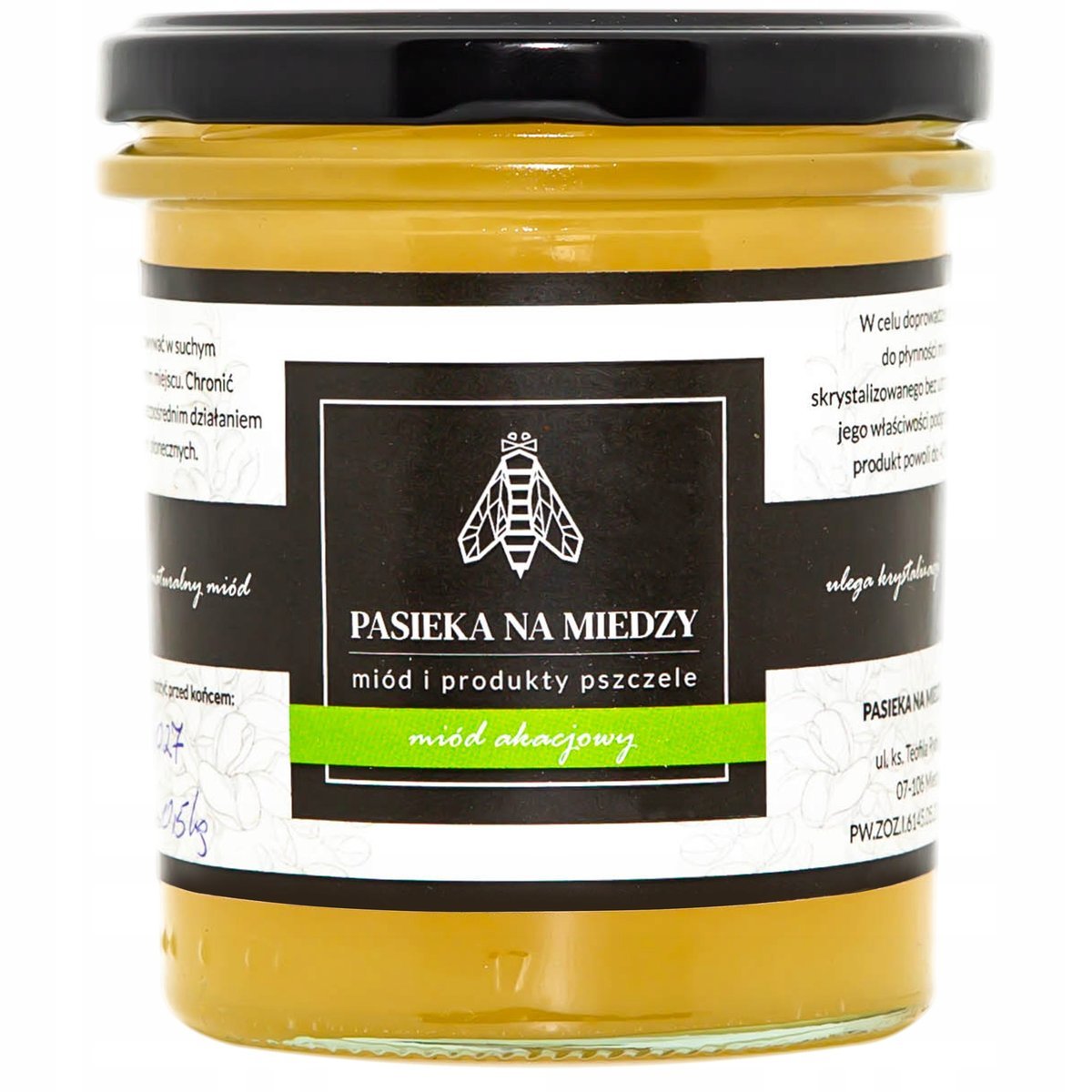 Miód akacjowy 450g 100% naturalny Polska pasieka Pasieka na Miedzy