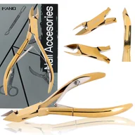 Akcesoria do paznokci - Cążki do skórek paznokci obcinaczki nożyczki kosmetyczne manicure gabinet SPA złote - miniaturka - grafika 1