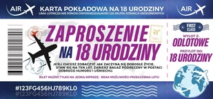 Zaproszenie Na Odlotową Osiemnastkę Z Biletem First Class 10 Szt Zdl6 - Kartki okolicznościowe i zaproszenia - miniaturka - grafika 1