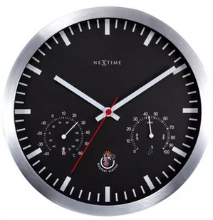 Nextime Zegar ścienny: termometr i miernik wilgotności (czarny) Weather Station + bateria gratis - Zegary - miniaturka - grafika 1