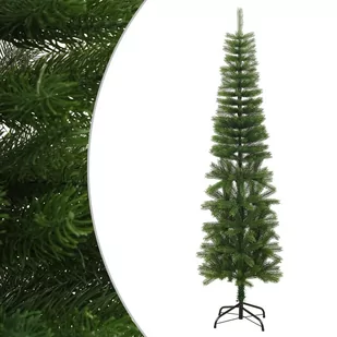 vidaXL Sztuczna, smukła choinka ze stojakiem, 210 cm, PE - Choinki - miniaturka - grafika 1