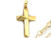 Biżuteria religijna - Złoty komplet 333 nowoczesny krzyż łańcuszek - miniaturka - grafika 1