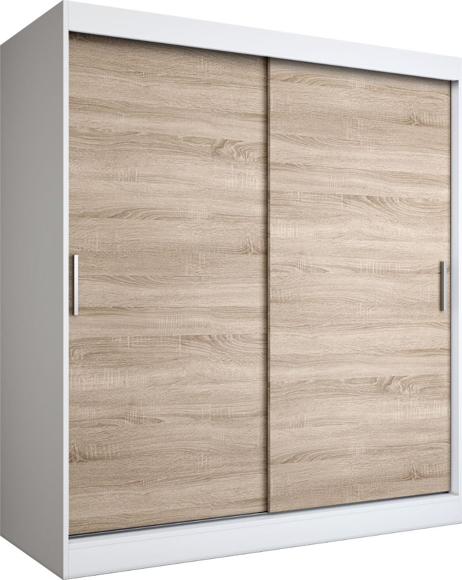 MKPOL Szafa przesuwna MODUO COMFORT 180 biała mat/dąb sonoma gładka