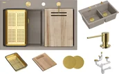 Zlewozmywaki - Zlew QUADRON MARC 120 SOFT TAUPE (cappuccino) + syfon ZŁOTY + akcesoria (HQC7650U4_PVDG1) - miniaturka - grafika 1