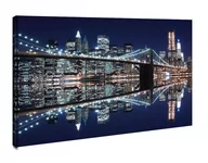 Obrazy i zdjęcia na płótnie - New York Brooklyn Bridge night - obraz na płótnie Wymiar do wyboru: 70x50 cm - miniaturka - grafika 1