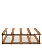 Pozostałe akcesoria barmańskie - Regał Na Wino Stojak Na 4 Butelki Szklane/ Pet — Rw-8/ 4X1 — Brązowy Brązowy Metal + Drewno Rw-8-4X1-4_O_Br / Wamar-Sosenka - miniaturka - grafika 1