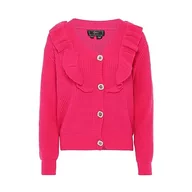 Swetry damskie - faina Damski rozdwajany drewniany brzeg uszu dekolt w serek modny kardigan akryl różowy rozmiar XL/XXL, Rosa, XL - miniaturka - grafika 1