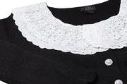 Swetry damskie - Naemi Damski słodki kardigan z koronkowym kołnierzem dla lalek akryl czarny rozmiar XS/S, czarny, XS - miniaturka - grafika 1