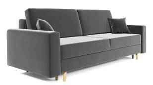 Szara welurowa sofa rozkładana z pojemnikiem N6-H25 - Sofy i kanapy Szara welurowa sofa rozkładana z pojemnikiem N6-H25 - Sofy i kanapy - miniaturka - grafika 1
