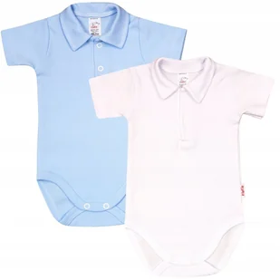 Body KR KOŁNIERZYK Polo 2PAK Biały + B r 98 KLEKLE - Body dla niemowląt - miniaturka - grafika 1