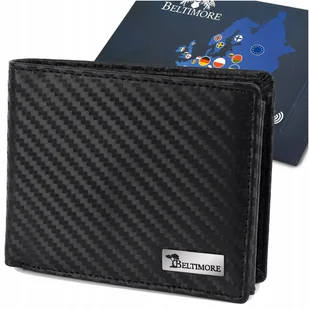 Męski portfel skórzany klasyczny RFiD duży czarny carbon premium Beltimore - Portfele - miniaturka - grafika 1
