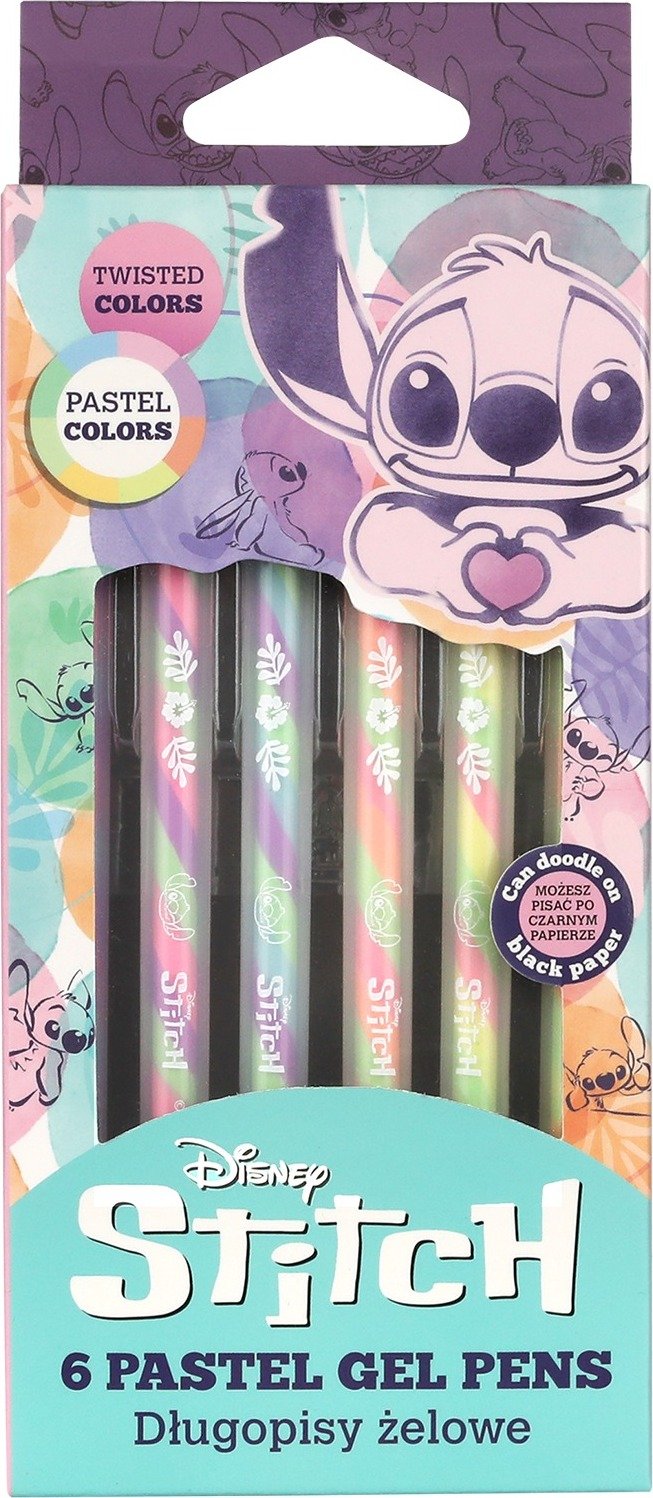 Długopisy żelowe Disney Fashion Stitch pastel 6 szt.