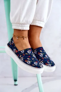 Damskie Tenisówki Slip On Memory Foam Big Star JJ276016 Granatowe-40 - Trampki damskie - miniaturka - grafika 1