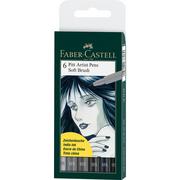 Pozostałe akcesoria dla plastyków - Faber-Castell Pitt Artist Pen Soft Brush, 6 kolorów - miniaturka - grafika 1