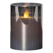 Świece - Świeca LED woskowa szklana M-TWINKLE czarna 10cm ruchomy płomyk - miniaturka - grafika 1