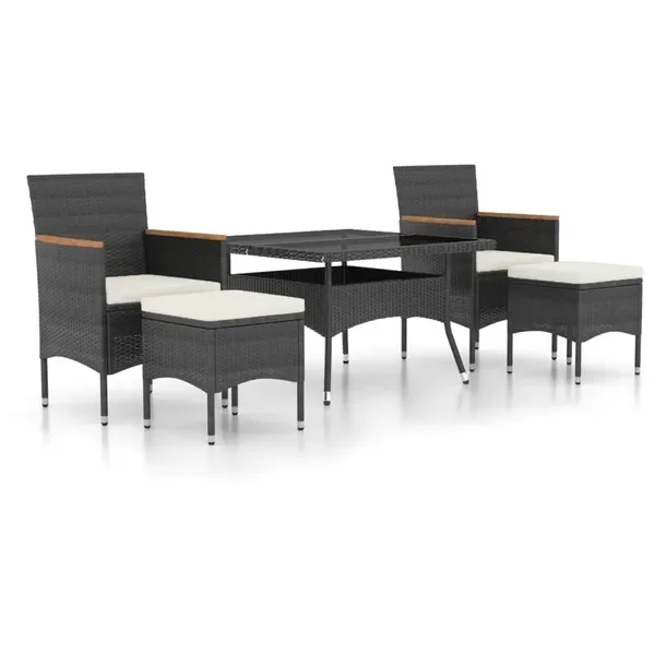Zestaw mebli ogrodowych rattanowy czarny 120x120cm
