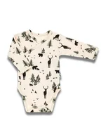 Body dla niemowląt - Niemowlęce body bawełniane na długi rękaw wzór lasu beżowy Nicol,r.62 - miniaturka - grafika 1