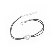 Biżuteria dla dzieci - Srebrna bransoletka 925 czarna sznurkowa Serce Nieskończoność - miniaturka - grafika 1