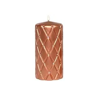 Świece - Świeca pieńkowa 150 x 70 pikowana kratka metalik antyczna miedź - miniaturka - grafika 1