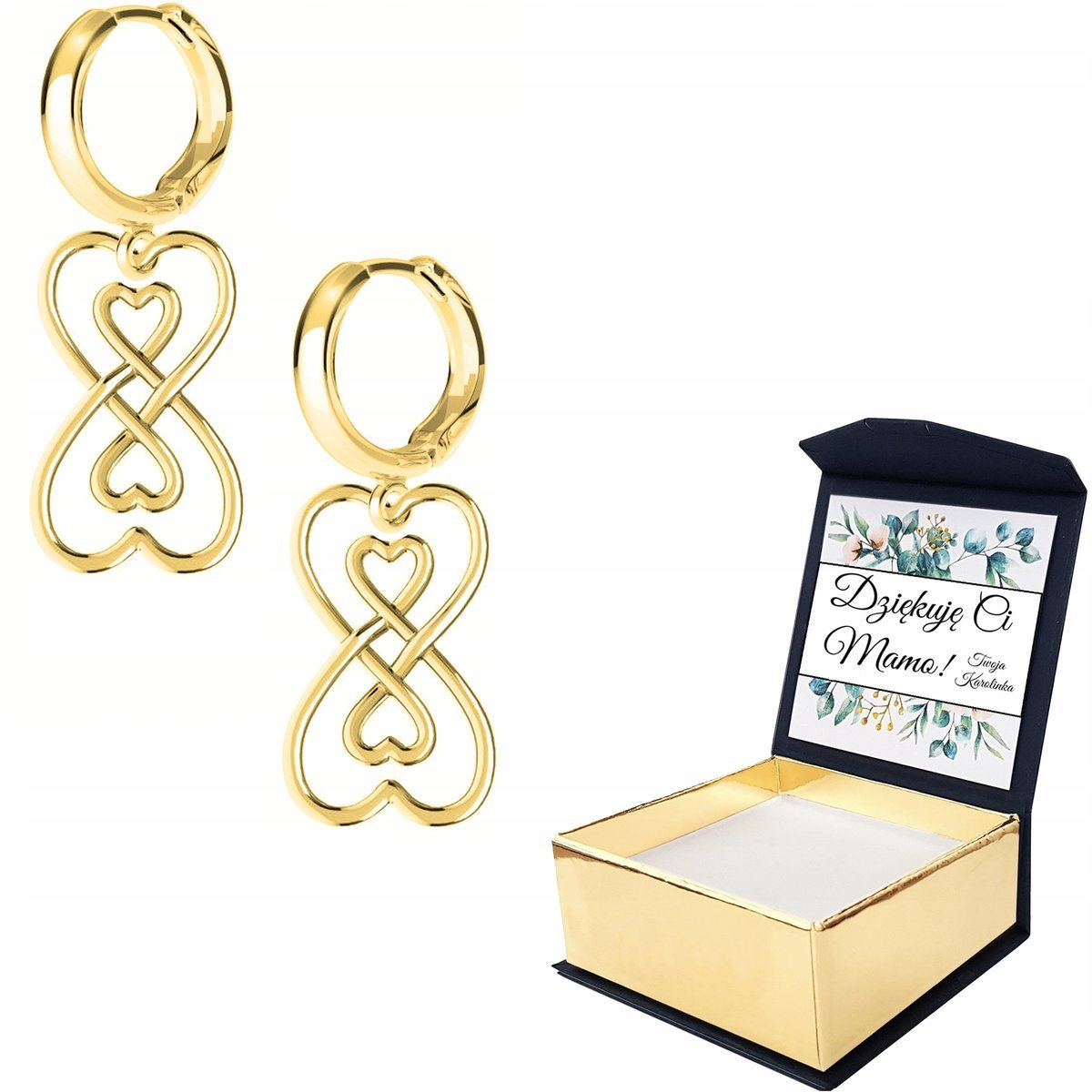 Kolczyki złote Nieskończoność 925 WŁASNY NADRUK
