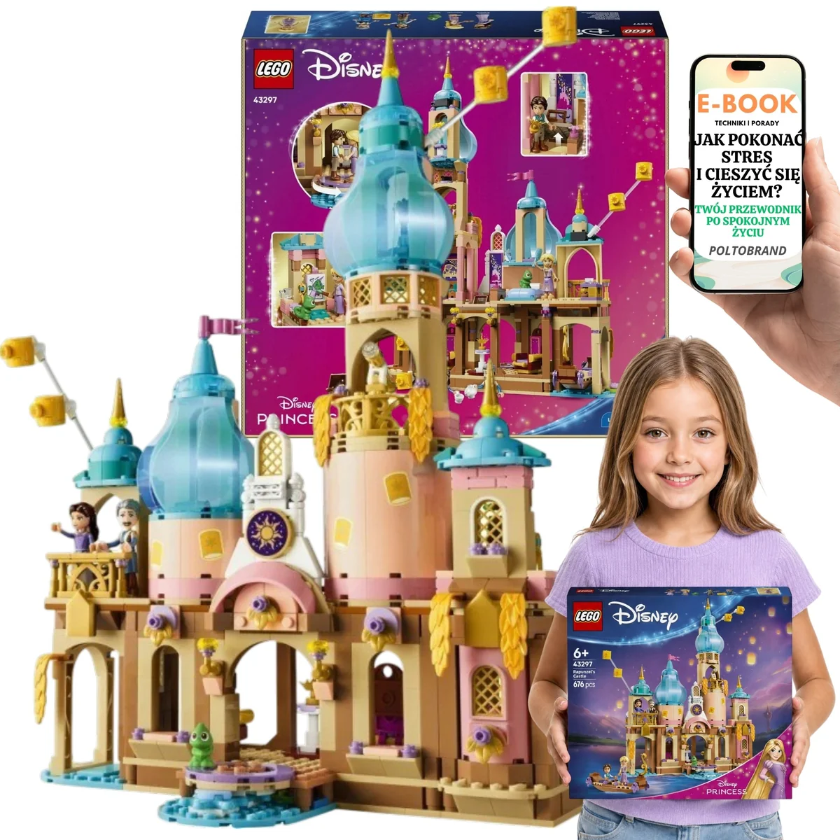 LEGO PREZENT DLA DZIECKA 43297 Zamek Roszpunki • 6 7 8 lat 676 el.