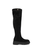 Kozaki damskie - Tommy Hilfiger Muszkieterki Suede Over-The-Knee Boot FW0FW08159 Czarny - miniaturka - grafika 1