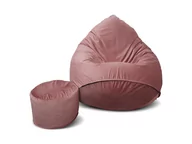 Pufy i podnóżki - Pufa welur sako XXXXL worek + gratis różowa - miniaturka - grafika 1