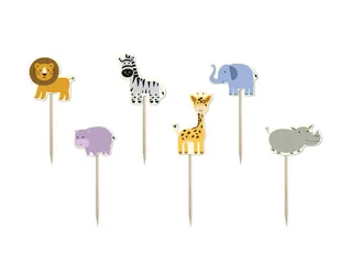 Pikery do babeczek Safari kształty, 6 szt. - Dekoracje i nakrycia stołu na imprezę - miniaturka - grafika 1