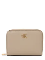 Portfele - Calvin Klein Damski portfel skórzany Kobiety skóra beżowy jednolity, ONE SIZE - miniaturka - grafika 1