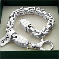 Bransolety męskie - POTĘZNA MĘSKA BRANSOLETA SPLOT KRÓLEWSKI 22cm/8mm SREBRO PR. 925 + Y - miniaturka - grafika 1
