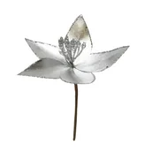 Ozdoby bożonarodzeniowe - Gwiazda betlejemska brokatowa 21 cm srebrny - miniaturka - grafika 1