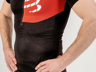 COMPRESSPORT Triathlonowa koszulka kompresyjna TRIATHLON POSTURAL AERO TOP czarna - Koszulki sportowe męskie - miniaturka - grafika 3