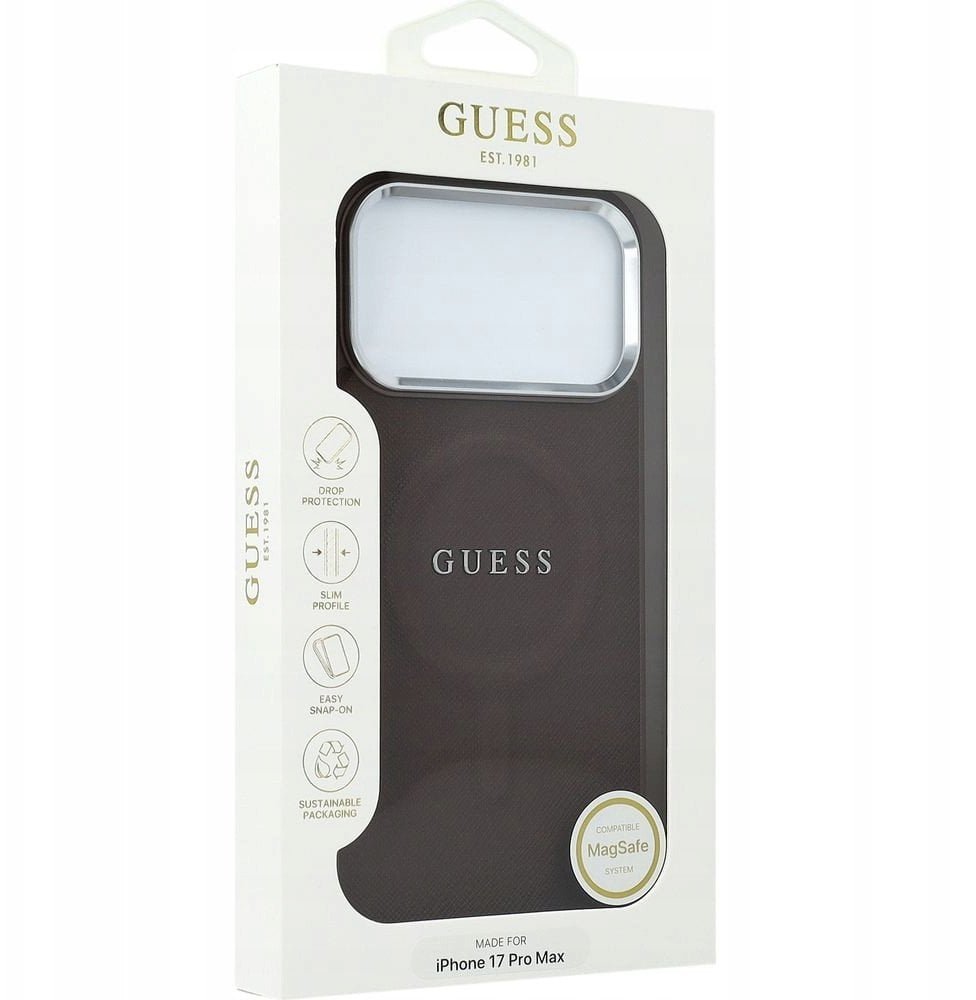 Etui Guess Classic Logo MagSafe do iPhone 17 Pro Max brązowy