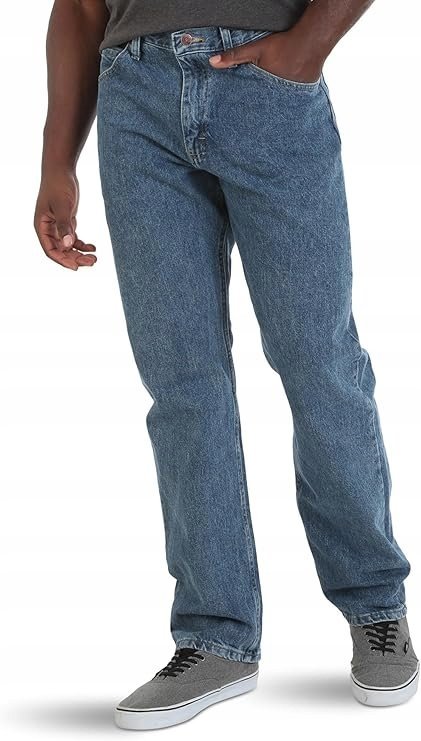 WRANGLER JEANSY MĘSKIE NIEBIESKIE PROSTE Z PASKIEM BAWEŁNA 38X32 16EA