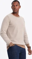 Swetry męskie - Ombre Clothing Klasyczny sweter męski Beekaan jasnobrązowy XXL - miniaturka - grafika 1