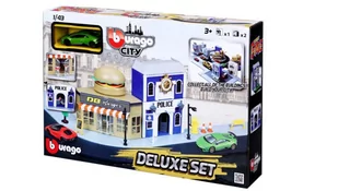 Bburago City Deluxe Set 4 Policja ulica burger - Samochody i pojazdy dla dzieci - miniaturka - grafika 2