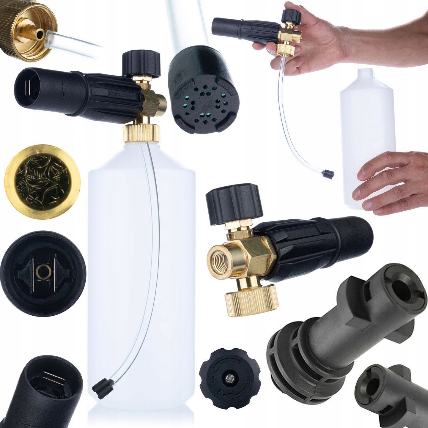 Rosfix Rosfix Pianownica S0401 1000ml do myjki ciśnieniowej G1/4F, dysza 1,23mm + Adapter / przejściówka do myjki ciśnieniowej Krcher K Bayonet na G1/4