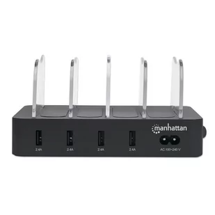 Manhattan Ładowarka 4-Portowa Stacja Zasilająca 4x USB-A 5V 2.4A 34W 102261 - Ładowarki do telefonów - miniaturka - grafika 2
