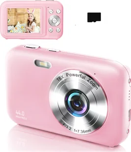 INF Aparat cyfrowy 1080P 44MP 16-krotny zoom, ekran 2,4 cala, karta 32 GB Różowy - Aparaty Cyfrowe - miniaturka - grafika 1