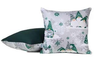Poszewka świąteczna 40x40 szara w zielone skrzaty - Pozostałe akcesoria świąteczne - miniaturka - grafika 1